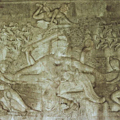 Frieze showing the churning of the ocean of milk (from the Ramayana), Angkor Wat