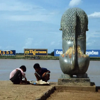 Children at the waterfront, Phnom Penh