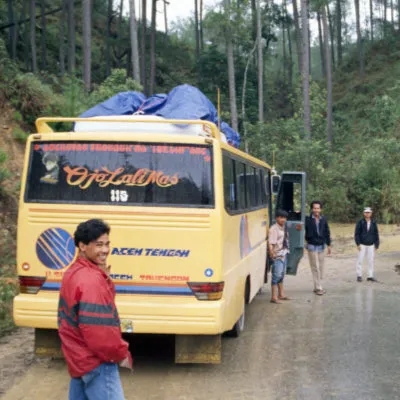 The road washed away between Blankejeren and Takengon, Sumatra