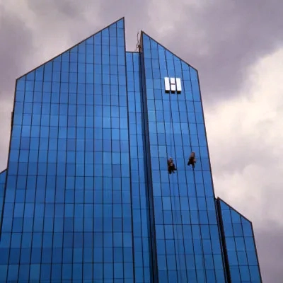 Window cleaners on a sky scraper, Bangkok